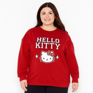 Sanrio Hello Kitty Dark Red Crewneck Sweatshirt Graphic Pullover Top SZ XXL